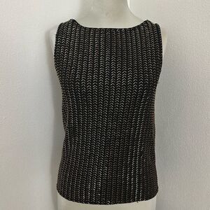 Dana Buchman black knit sleeveless top bronze beading small s holiday